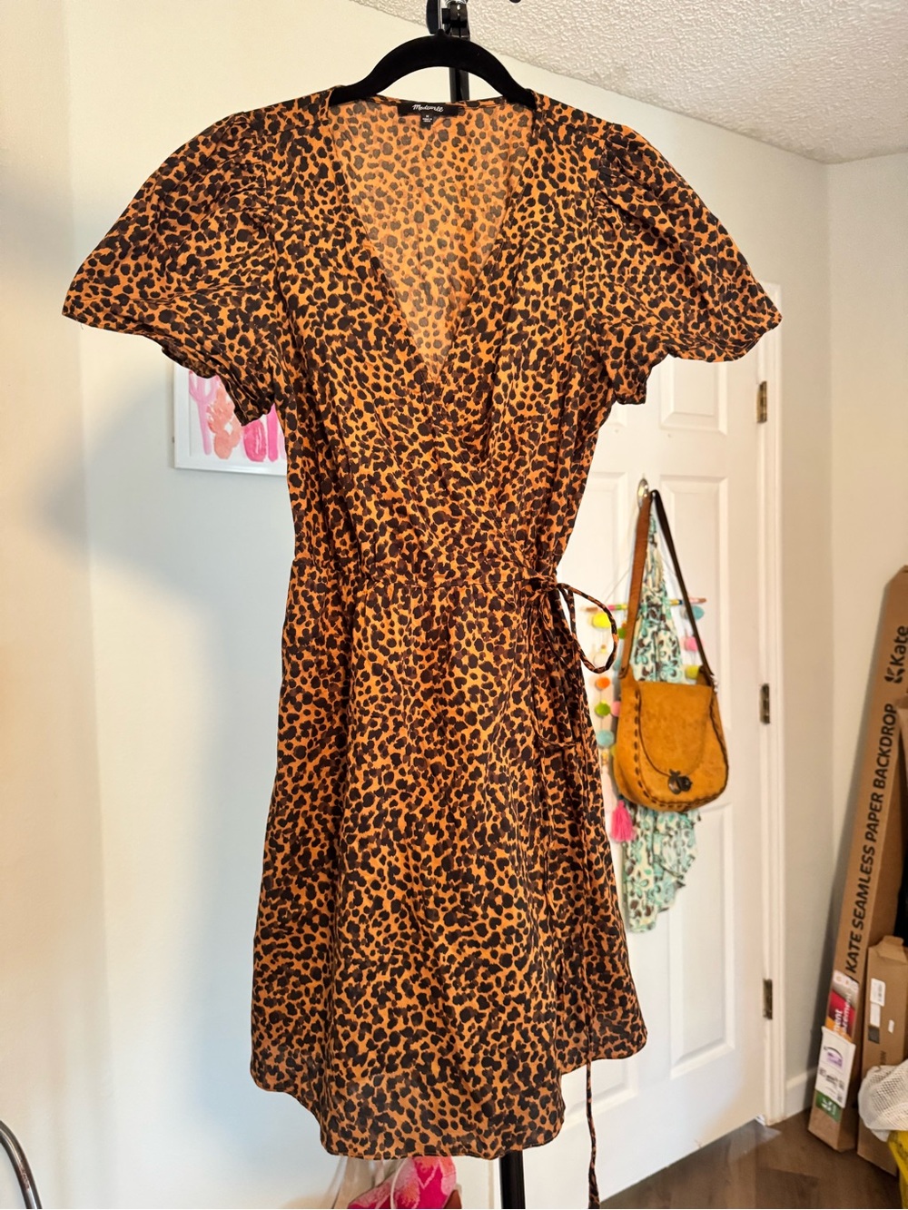 Madewell Leopard Wrap Mini Dress - Brown & Black